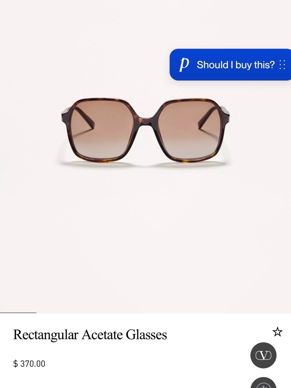 Valentino Garavani Havana Brown Rectangular Sunglasses